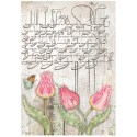 STAMPERIA PAPIER RYŻOWY A4 ROMANTIC GARDEN TULIPANY PISMO